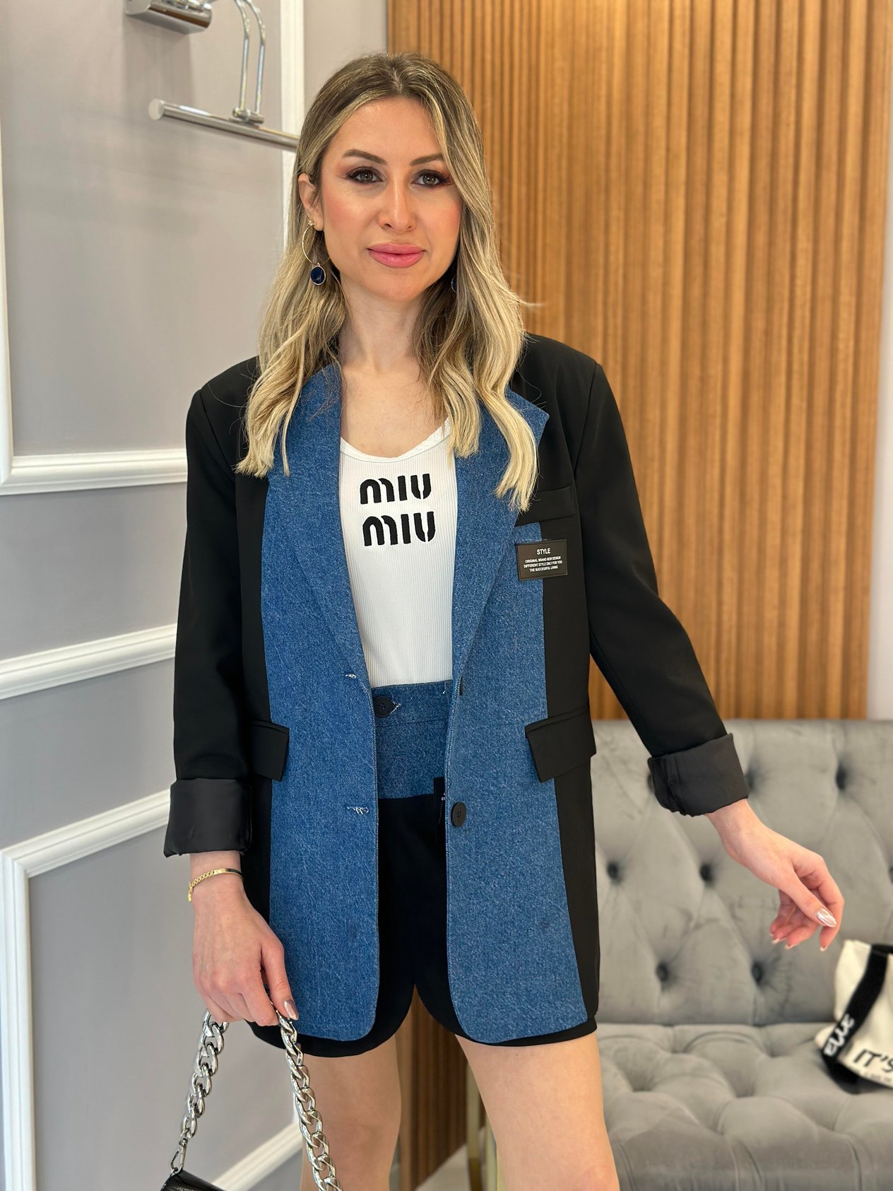 Premium Blazer Ceket Kot Detaylı