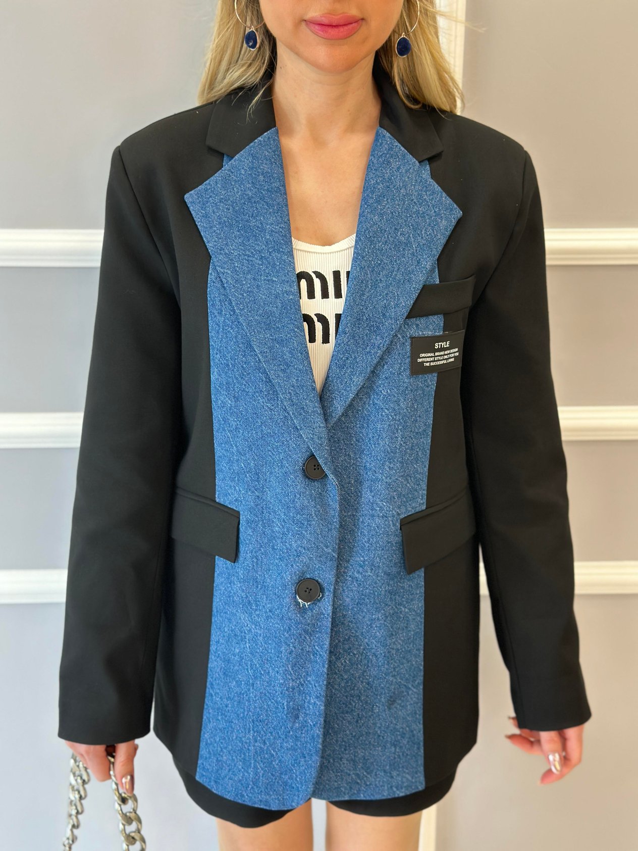 Premium Blazer Ceket Kot Detaylı