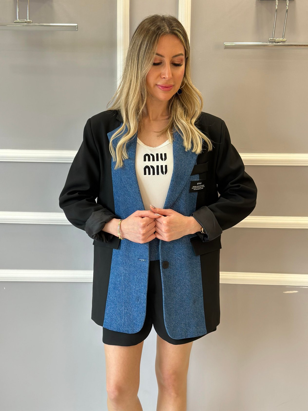 Premium Blazer Ceket Kot Detaylı