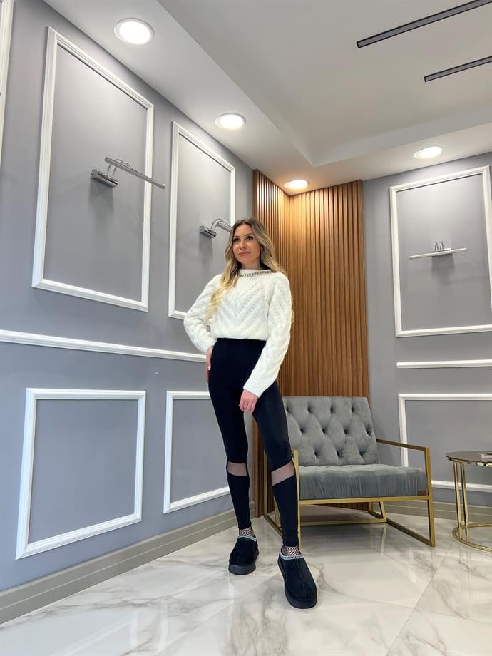 Transparan Detaylı Tayt Siyah
