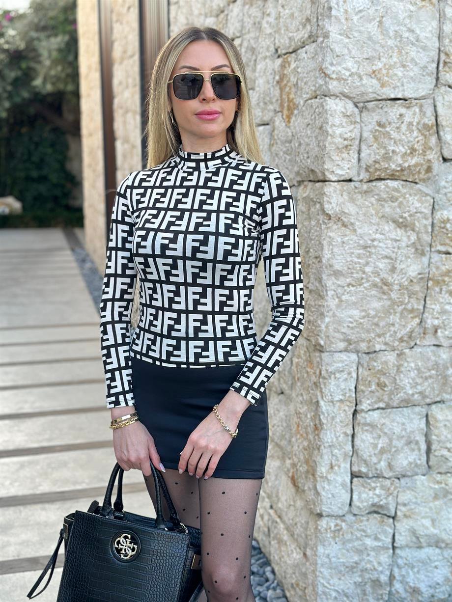 Yarım Balıkçı Feri Bluz Siyah Mix