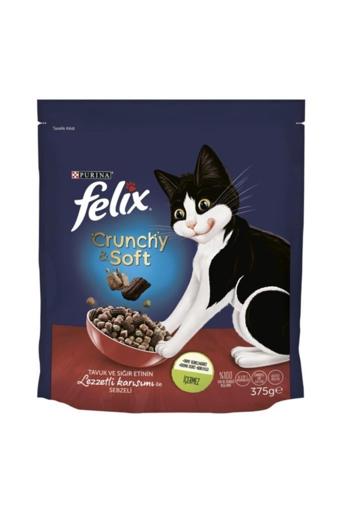 FELİX Crunchy & Soft Tavuk Ve Sığır Etli Kedi Kuru Mama 375 Gr