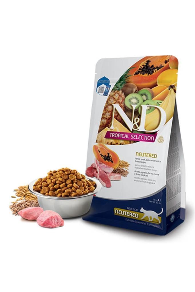 N&D N&D Tropical Selection Kuzu Etli ve Tropikal Meyveli Kısırlaştırılmış Kedi Maması 4+1 Kg