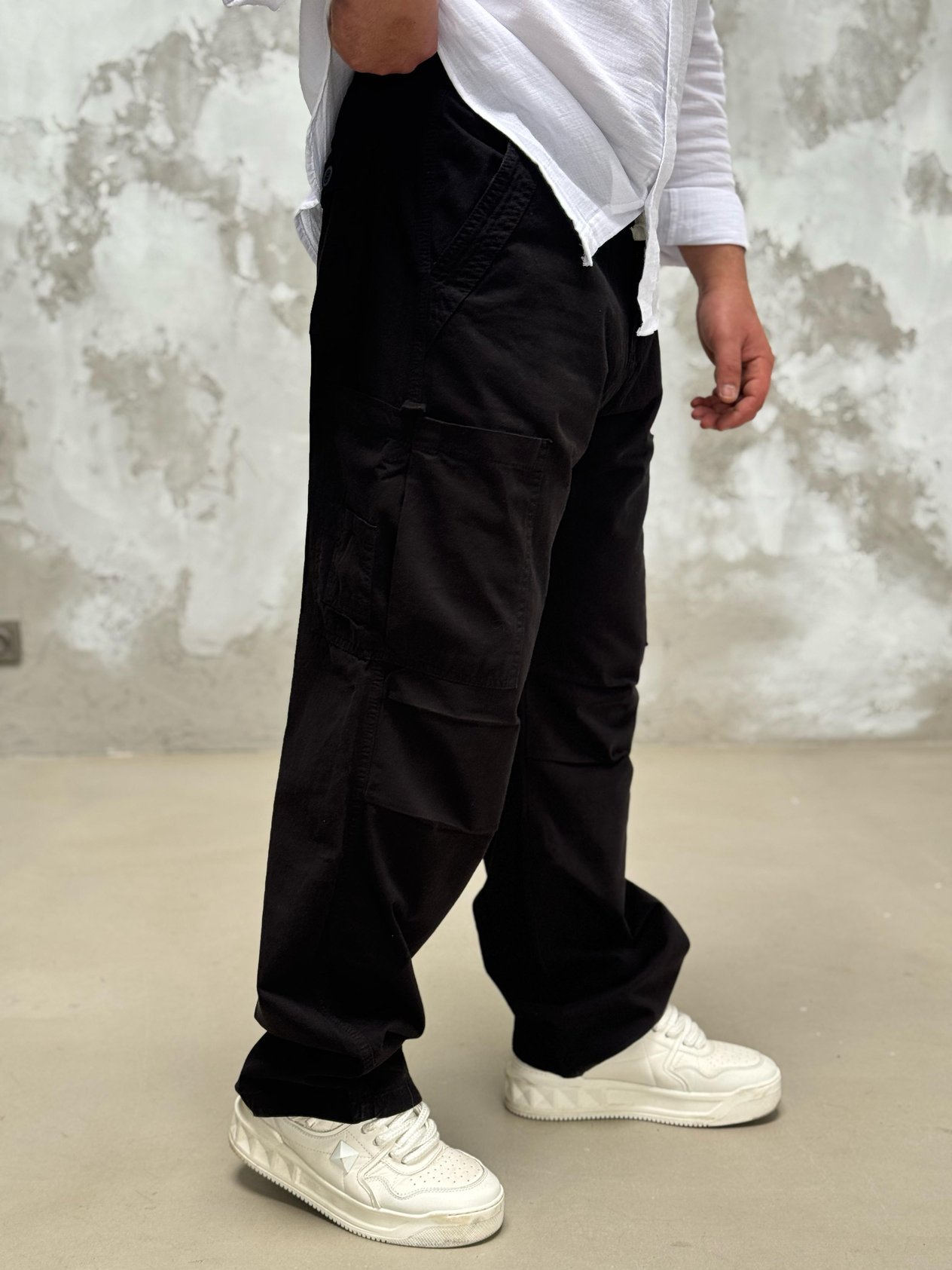 Kargo Cep Baggy Siyah Pantolon