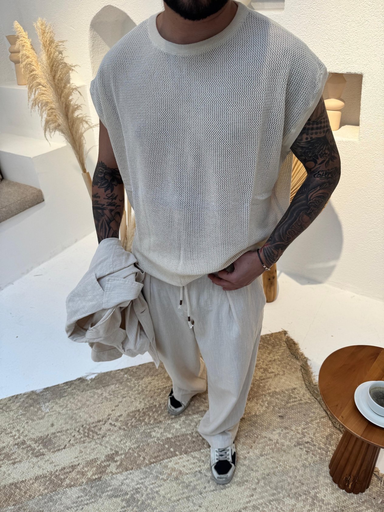 Krem Bisiklet Yaka Oversize Atlet