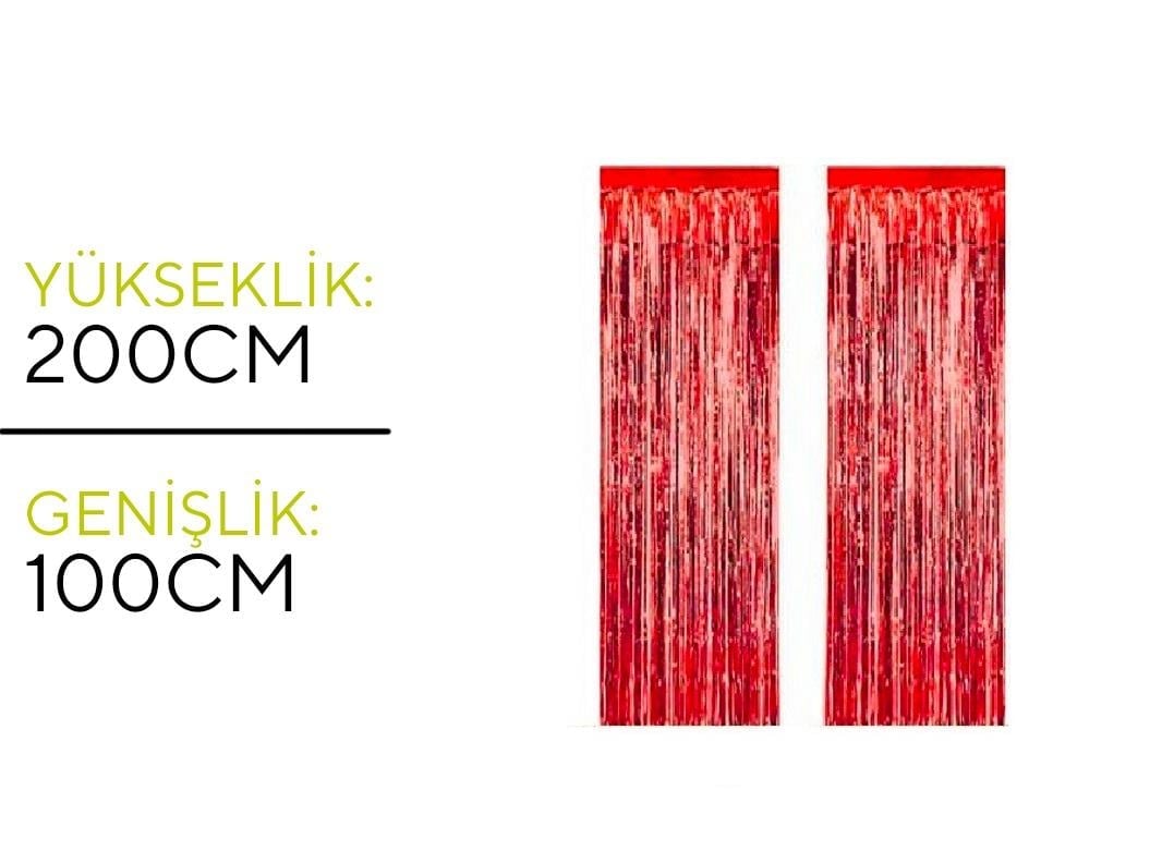 Metalize Arka Fon Perde Kırmızı Renk