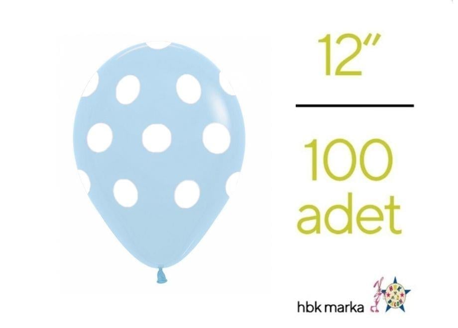 Puantiyeli Balon Mavi-Beyaz  Renk 