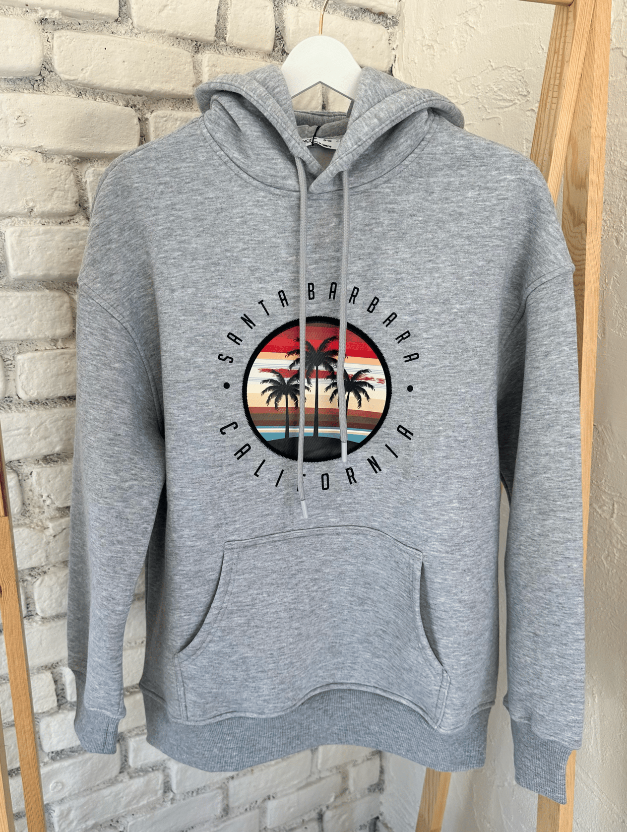 Baskılı Gri Kapüşonlu Sweatshirt