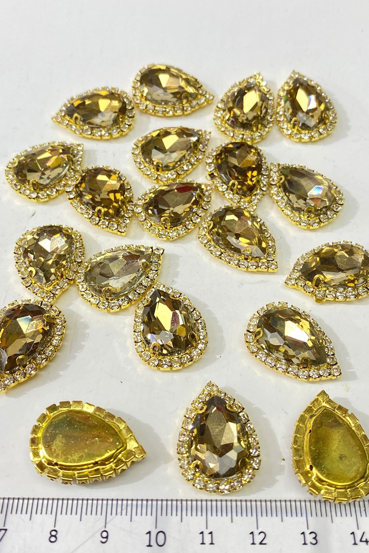 Bal Rengi Gold Kasalı Damla Dikme Taş 5 Adet