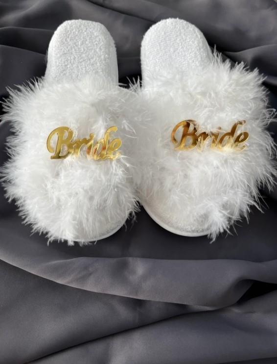 Bride Tüylü Terlik Gold