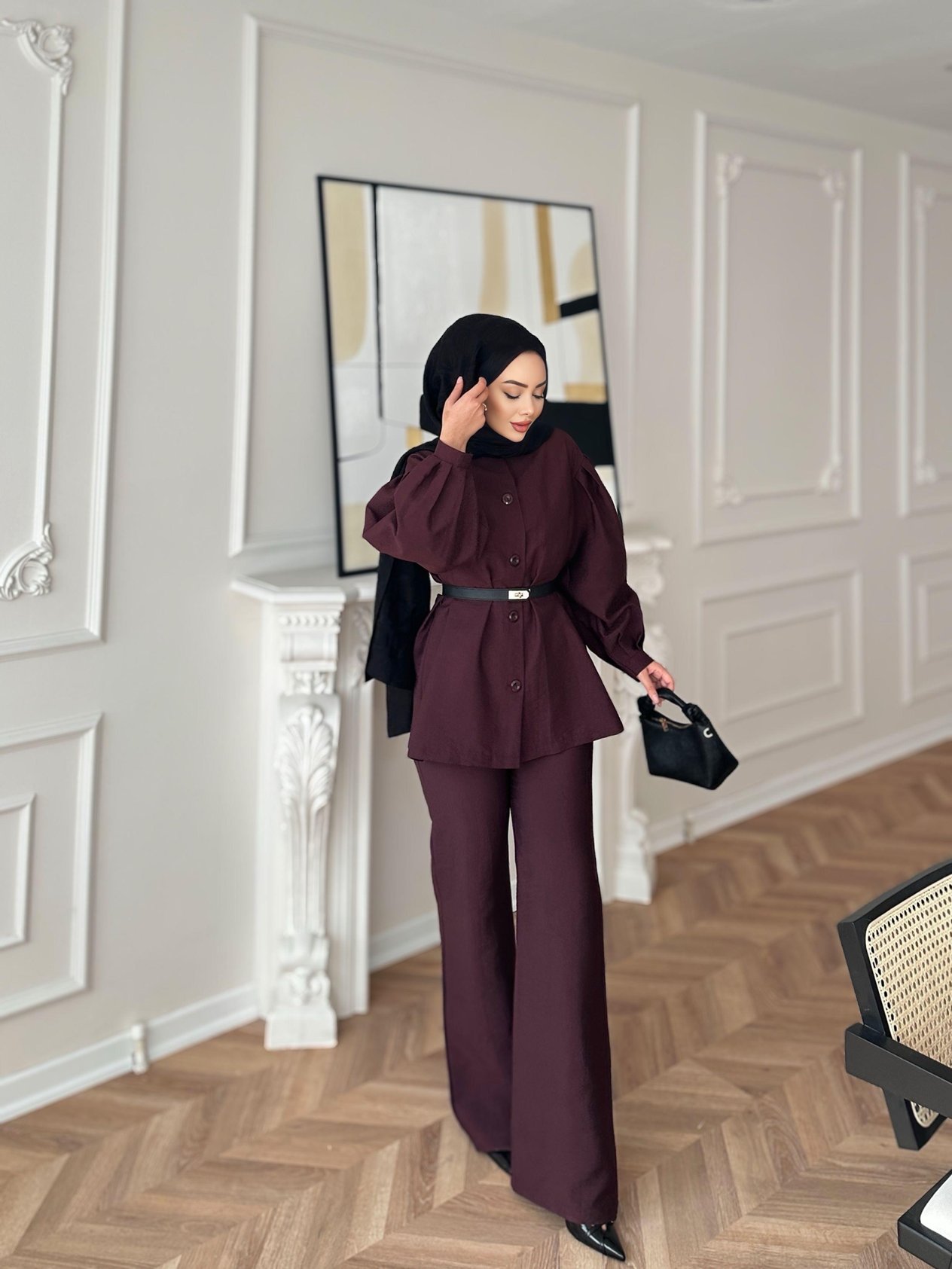 Alesa Pantolonlu Takım Mürdüm