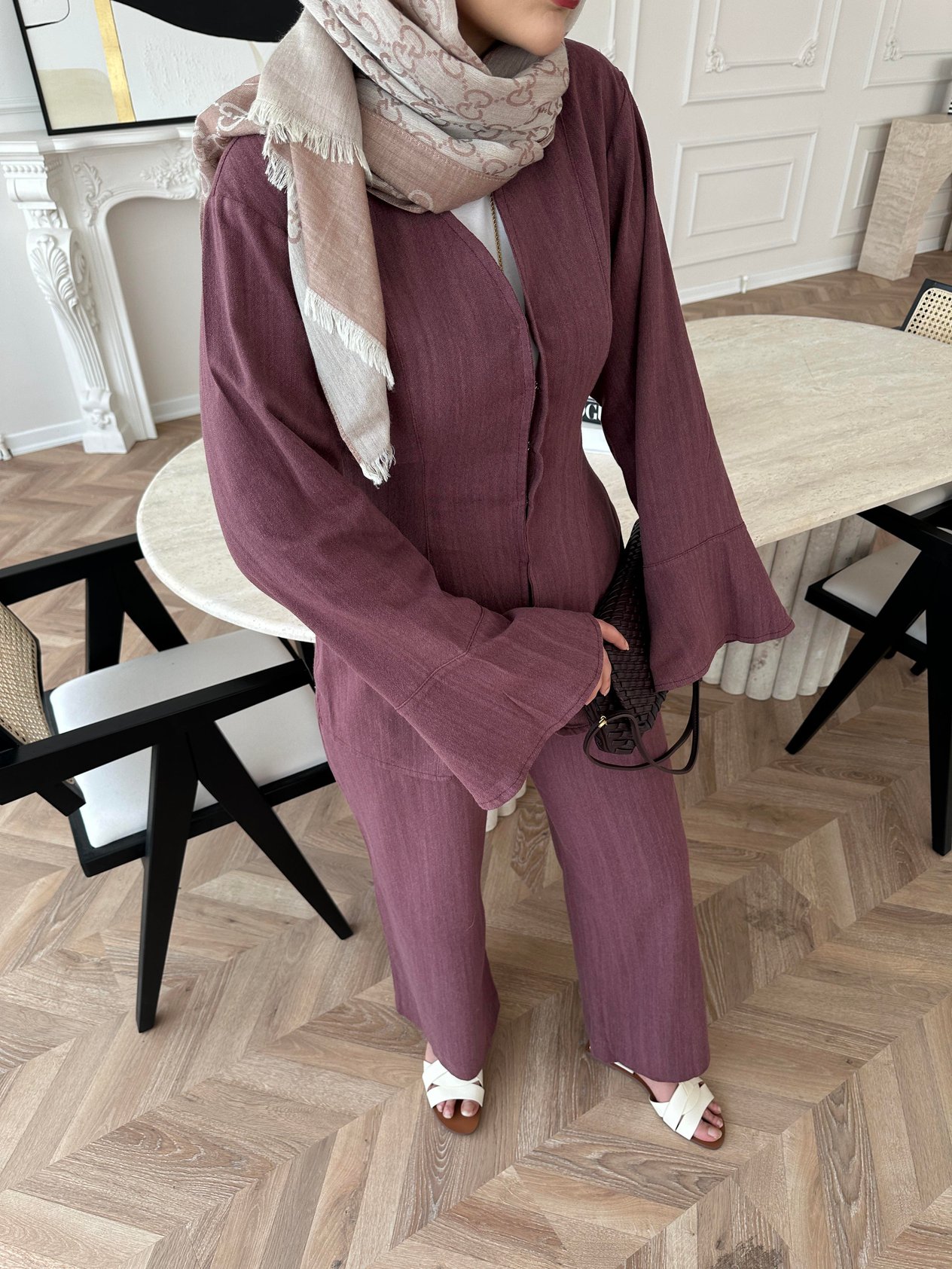 Evla Keten Takım Bordo
