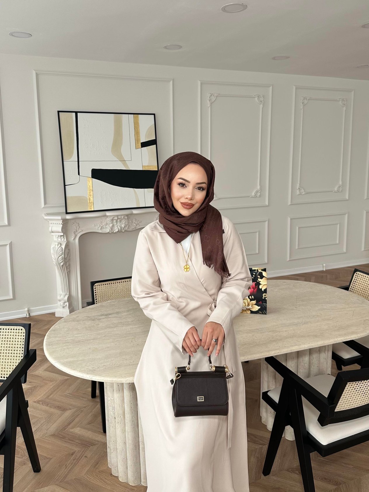 Gigi Yandan Bağlamalı Elbise Bej