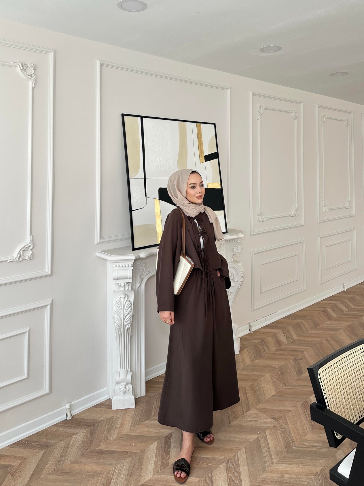 Yeza Önden Bağlamalı Etekli Takım Acı Kahve
