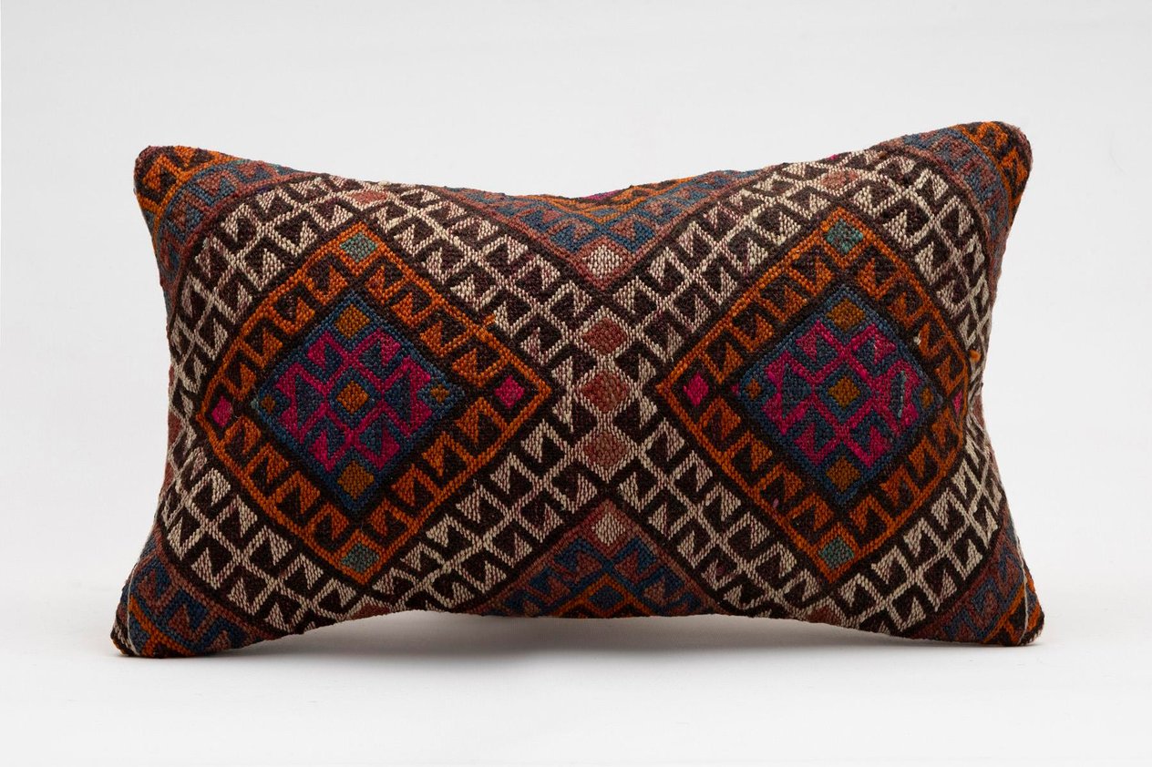 12x20 inches (30x50 cm) Kilim Pillow | KILIM WHOLESALE -&nbsp;Vintage Handmade Pillows - Vintage Handmade Kilim Rugs - It is 100% wool. Artistic and historical rugs. Old handwoven rugs. -&nbsp;Online hand woven rugs and kilim cushions sales. Shipping to a