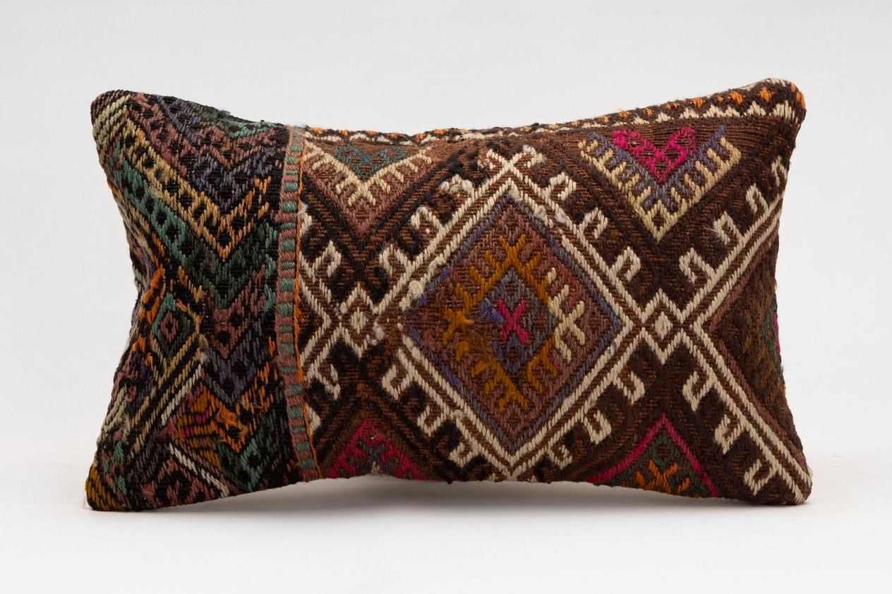 12x20 inches (30x50 cm) Kilim Pillow | KILIM WHOLESALE -&nbsp;Vintage Handmade Pillows - Vintage Handmade Kilim Rugs - It is 100% wool. Artistic and historical rugs. Old handwoven rugs. -&nbsp;Online hand woven rugs and kilim cushions sales. Shipping to a