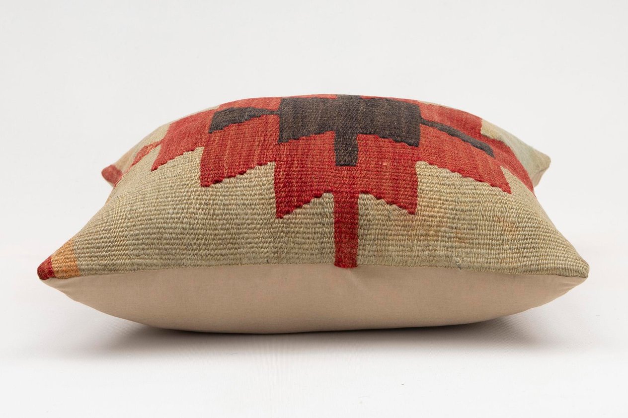 16x16 inches (40x40 cm) Kilim Pillow | KILIM WHOLESALE - Vintage Handmade Pillows - Vintage Handmade Kilim Rugs - It is 100% wool. Artistic and historical rugs. Old handwoven rugs. - Online hand woven rugs and kilim cushions sales. Shipping to a