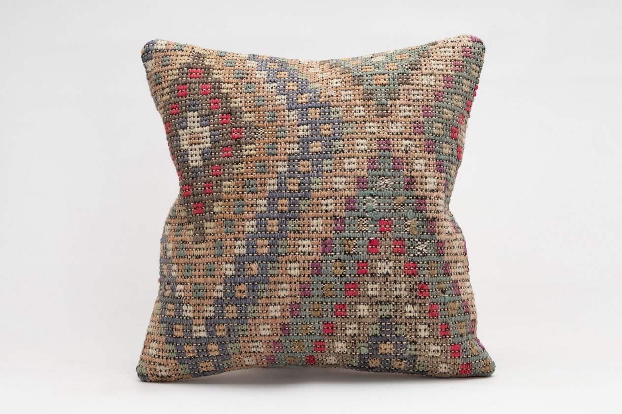 16x16 inches (40x40 cm) Kilim Pillow | KILIM WHOLESALE -&nbsp;Vintage Handmade Pillows - Vintage Handmade Kilim Rugs - It is 100% wool. Artistic and historical rugs. Old handwoven rugs. -&nbsp;Online hand woven rugs and kilim cushions sales. Shipping to a