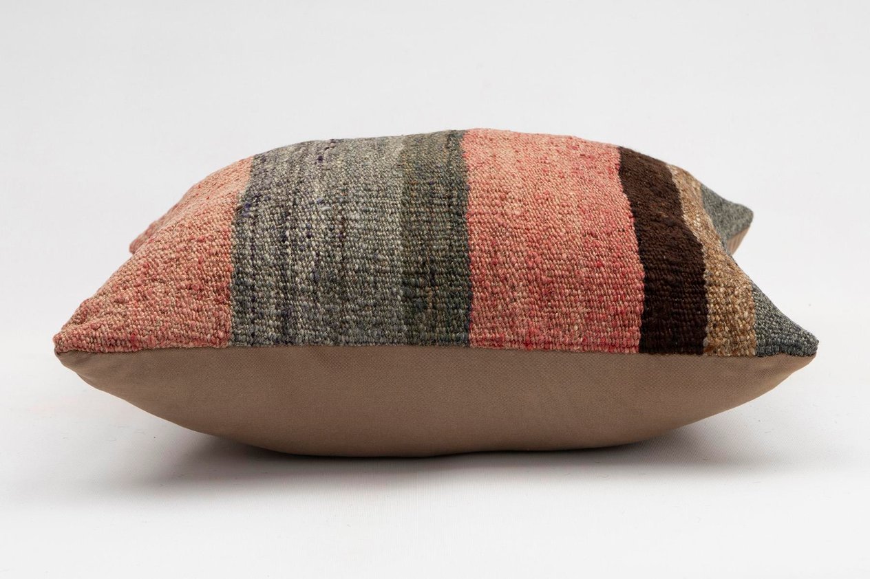 16x16 inches (40x40 cm) Kilim Pillow | KILIM WHOLESALE - Vintage Handmade Pillows - Vintage Handmade Kilim Rugs - It is 100% wool. Artistic and historical rugs. Old handwoven rugs. - Online hand woven rugs and kilim cushions sales. Shipping to a