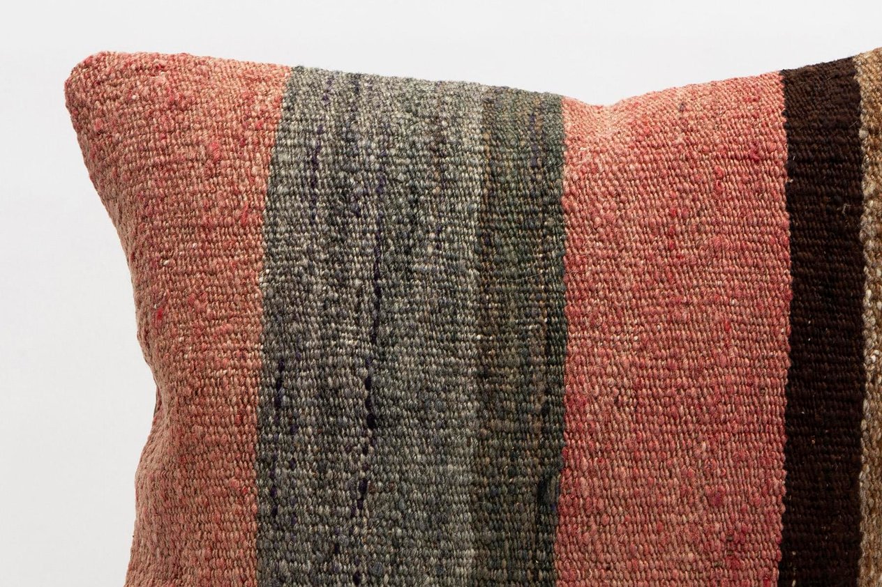 16x16 inches (40x40 cm) Kilim Pillow | KILIM WHOLESALE - Vintage Handmade Pillows - Vintage Handmade Kilim Rugs - It is 100% wool. Artistic and historical rugs. Old handwoven rugs. - Online hand woven rugs and kilim cushions sales. Shipping to a