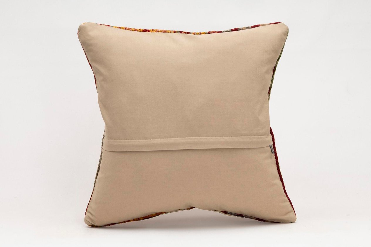 16x16 inches (40x40 cm) Kilim Pillow | KILIM WHOLESALE - Vintage Handmade Pillows - Vintage Handmade Kilim Rugs - It is 100% wool. Artistic and historical rugs. Old handwoven rugs. - Online hand woven rugs and kilim cushions sales. Shipping to a
