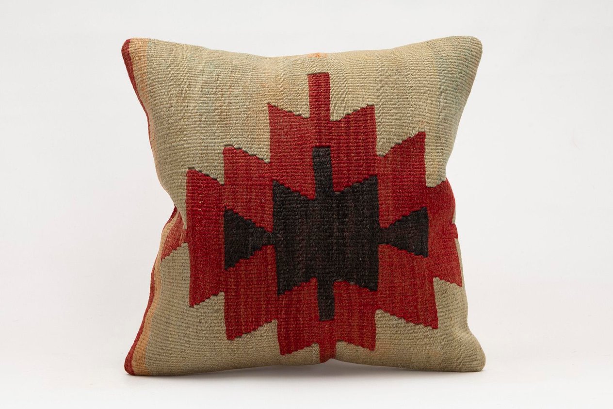 16x16 inches (40x40 cm) Kilim Pillow | KILIM WHOLESALE -&nbsp;Vintage Handmade Pillows - Vintage Handmade Kilim Rugs - It is 100% wool. Artistic and historical rugs. Old handwoven rugs. -&nbsp;Online hand woven rugs and kilim cushions sales. Shipping to a