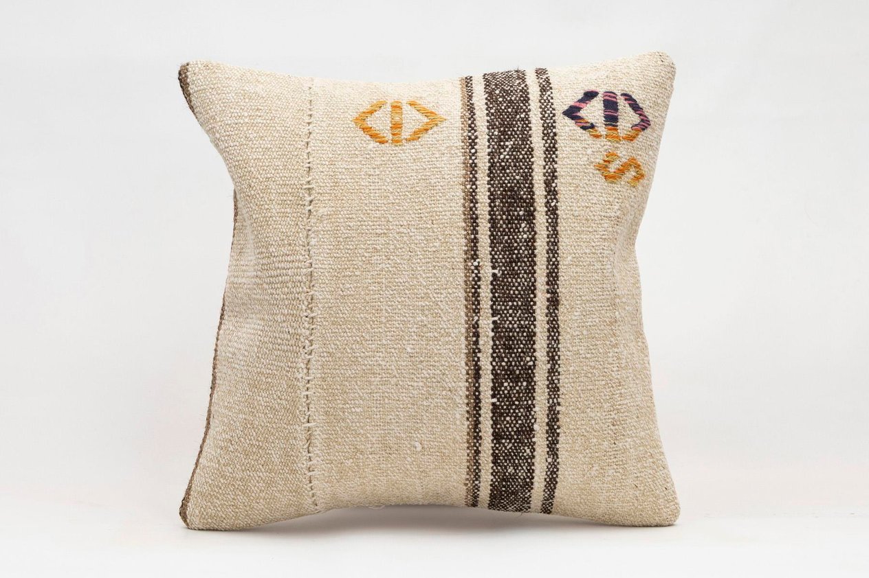16x16 inches (40x40 cm) Kilim Pillow | KILIM WHOLESALE -&nbsp;Vintage Handmade Pillows - Vintage Handmade Kilim Rugs - It is 100% wool. Artistic and historical rugs. Old handwoven rugs. -&nbsp;Online hand woven rugs and kilim cushions sales. Shipping to a
