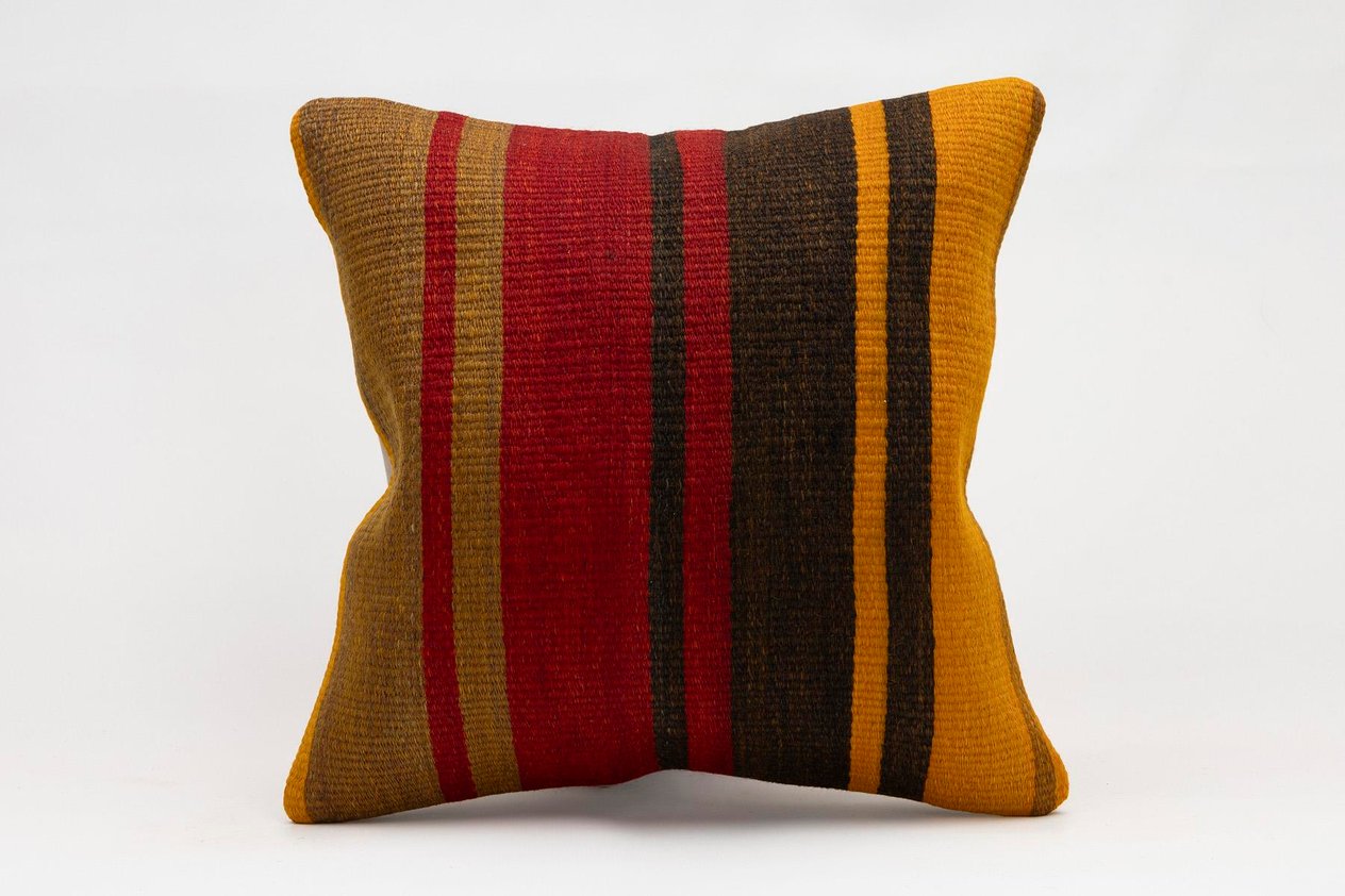16x16 inches (40x40 cm) Kilim Pillow | KILIM WHOLESALE -&nbsp;Vintage Handmade Pillows - Vintage Handmade Kilim Rugs - It is 100% wool. Artistic and historical rugs. Old handwoven rugs. -&nbsp;Online hand woven rugs and kilim cushions sales. Shipping to a