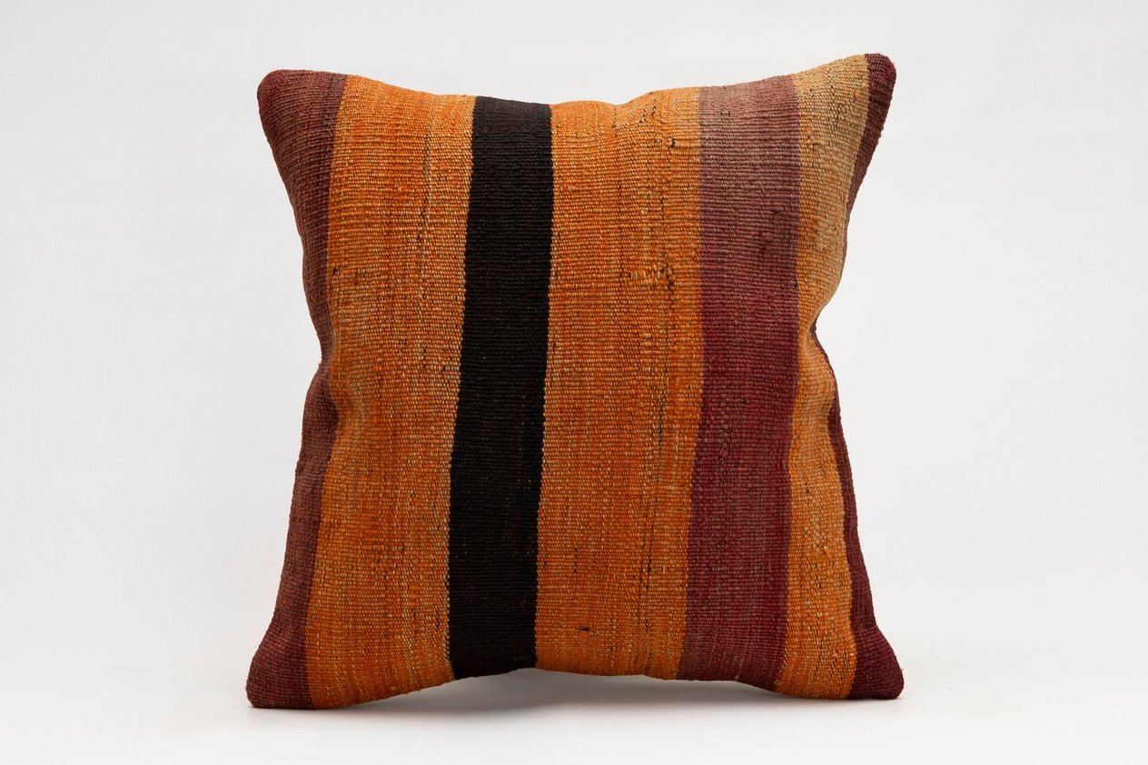 16x16 inches (40x40 cm) Kilim Pillow | KILIM WHOLESALE -&nbsp;Vintage Handmade Pillows - Vintage Handmade Kilim Rugs - It is 100% wool. Artistic and historical rugs. Old handwoven rugs. -&nbsp;Online hand woven rugs and kilim cushions sales. Shipping to a