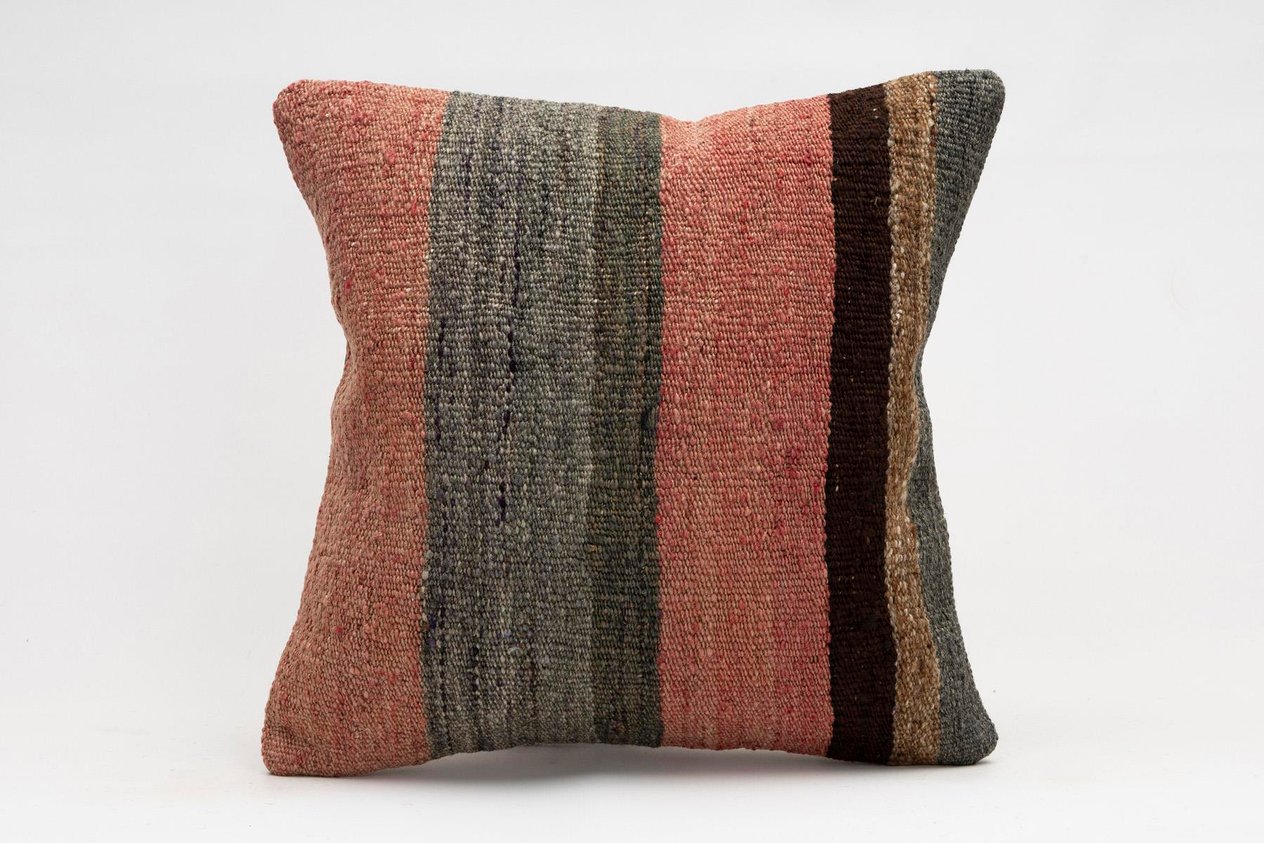 16x16 inches (40x40 cm) Kilim Pillow | KILIM WHOLESALE -&nbsp;Vintage Handmade Pillows - Vintage Handmade Kilim Rugs - It is 100% wool. Artistic and historical rugs. Old handwoven rugs. -&nbsp;Online hand woven rugs and kilim cushions sales. Shipping to a