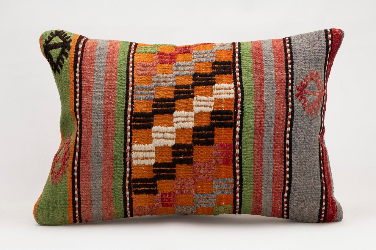 16x24 inches (40x60 cm) Kilim Pillow | KILIM WHOLESALE -&nbsp;Vintage Handmade Pillows - Vintage Handmade Kilim Rugs - It is 100% wool. Artistic and historical rugs. Old handwoven rugs. -&nbsp;Online hand woven rugs and kilim cushions sales. Shipping to a