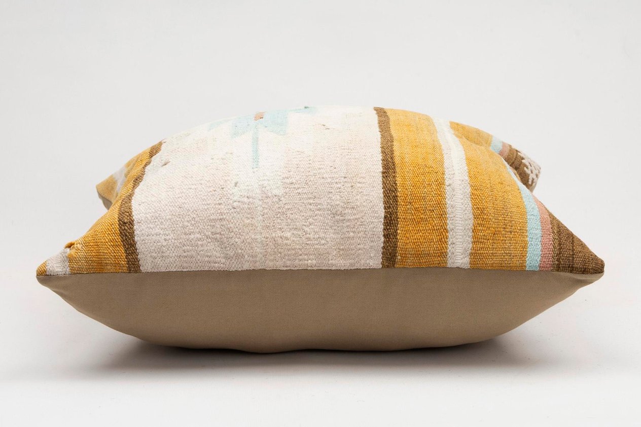 20x20 inches (50x50 cm) Kilim Pillow | KILIM WHOLESALE - Vintage Handmade Pillows - Vintage Handmade Kilim Rugs - It is 100% wool. Artistic and historical rugs. Old handwoven rugs. - Online hand woven rugs and kilim cushions sales. Shipping to a