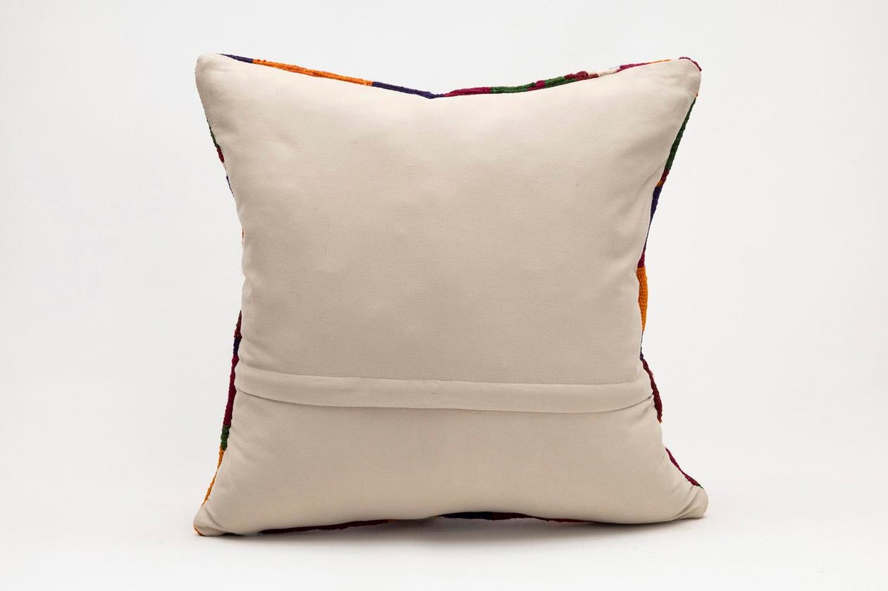 20x20 inches (50x50 cm) Kilim Pillow | KILIM WHOLESALE - Vintage Handmade Pillows - Vintage Handmade Kilim Rugs - It is 100% wool. Artistic and historical rugs. Old handwoven rugs. - Online hand woven rugs and kilim cushions sales. Shipping to a