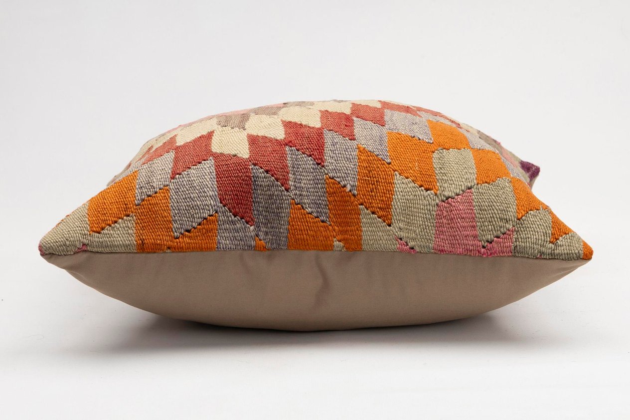 20x20 inches (50x50 cm) Kilim Pillow | KILIM WHOLESALE - Vintage Handmade Pillows - Vintage Handmade Kilim Rugs - It is 100% wool. Artistic and historical rugs. Old handwoven rugs. - Online hand woven rugs and kilim cushions sales. Shipping to a