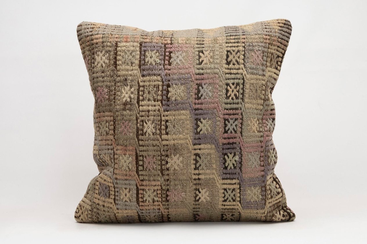 20x20 inches (50x50 cm) Kilim Pillow | KILIM WHOLESALE -&nbsp;Vintage Handmade Pillows - Vintage Handmade Kilim Rugs - It is 100% wool. Artistic and historical rugs. Old handwoven rugs. -&nbsp;Online hand woven rugs and kilim cushions sales. Shipping to a