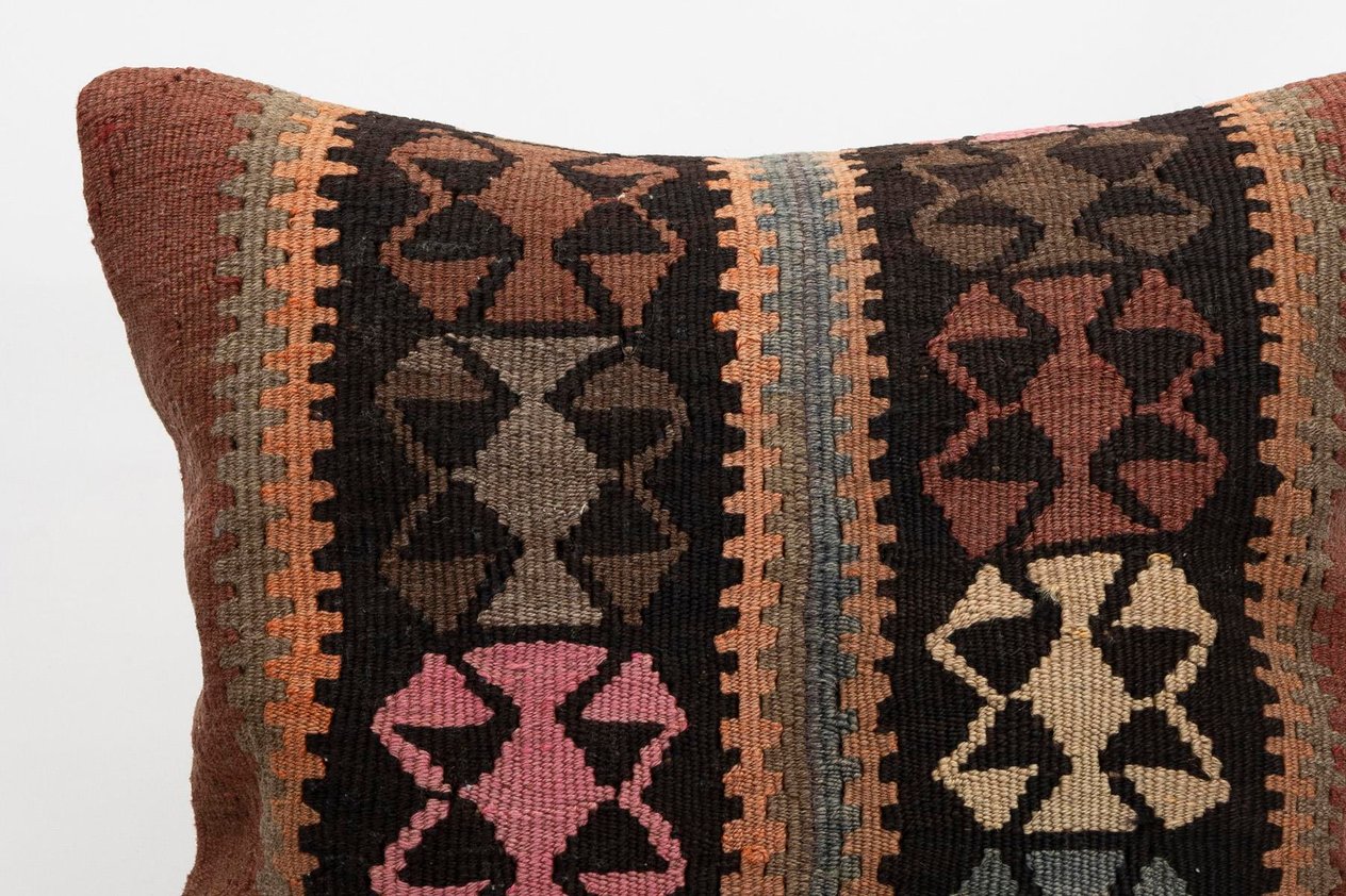 20x20 inches (50x50 cm) Kilim Pillow | KILIM WHOLESALE - Vintage Handmade Pillows - Vintage Handmade Kilim Rugs - It is 100% wool. Artistic and historical rugs. Old handwoven rugs. - Online hand woven rugs and kilim cushions sales. Shipping to a