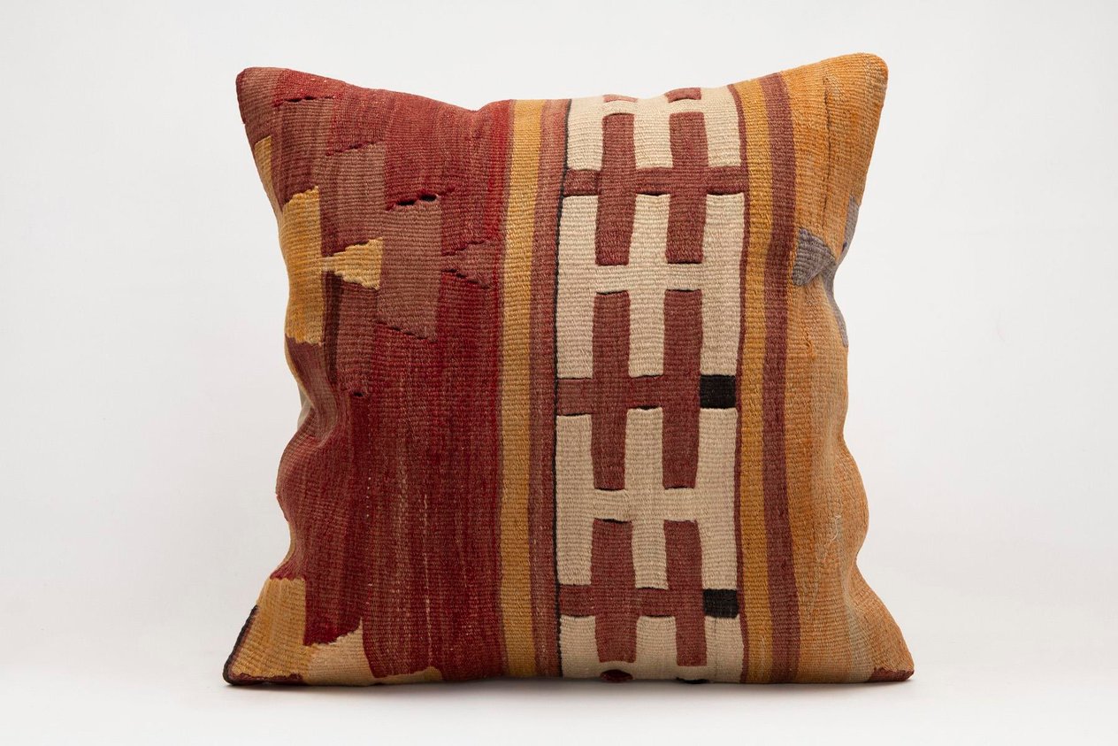 20x20 inches (50x50 cm) Kilim Pillow | KILIM WHOLESALE -&nbsp;Vintage Handmade Pillows - Vintage Handmade Kilim Rugs - It is 100% wool. Artistic and historical rugs. Old handwoven rugs. -&nbsp;Online hand woven rugs and kilim cushions sales. Shipping to a