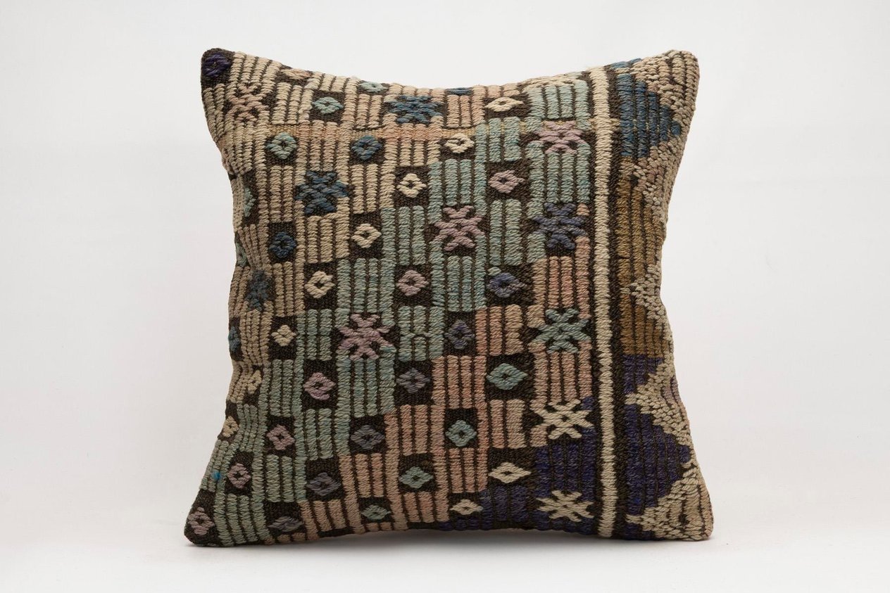 20x20 inches (50x50 cm) Kilim Pillow | KILIM WHOLESALE -&nbsp;Vintage Handmade Pillows - Vintage Handmade Kilim Rugs - It is 100% wool. Artistic and historical rugs. Old handwoven rugs. -&nbsp;Online hand woven rugs and kilim cushions sales. Shipping to a