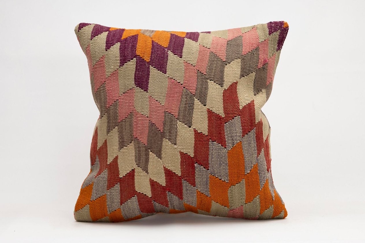 20x20 inches (50x50 cm) Kilim Pillow | KILIM WHOLESALE -&nbsp;Vintage Handmade Pillows - Vintage Handmade Kilim Rugs - It is 100% wool. Artistic and historical rugs. Old handwoven rugs. -&nbsp;Online hand woven rugs and kilim cushions sales. Shipping to a