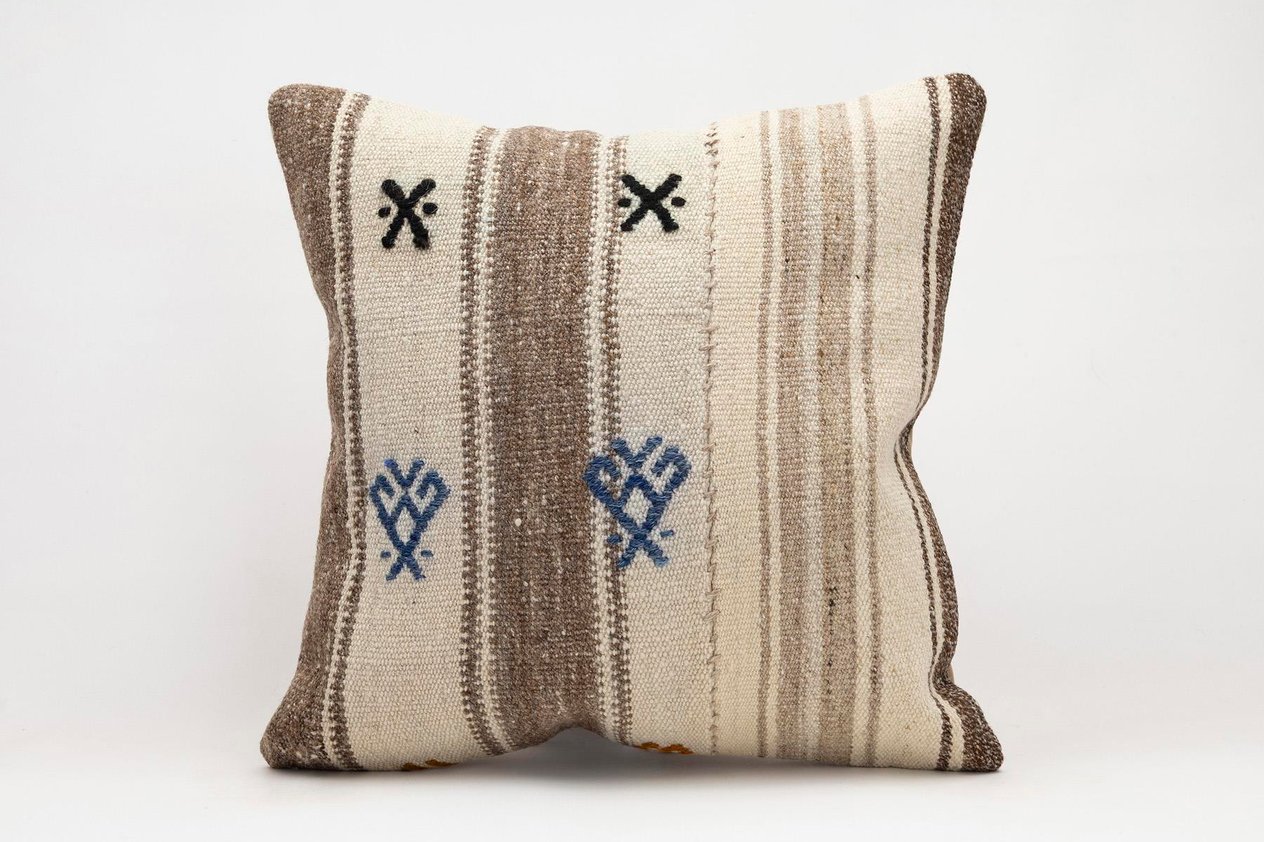 20x20 inches (50x50 cm) Kilim Pillow | KILIM WHOLESALE -&nbsp;Vintage Handmade Pillows - Vintage Handmade Kilim Rugs - It is 100% wool. Artistic and historical rugs. Old handwoven rugs. -&nbsp;Online hand woven rugs and kilim cushions sales. Shipping to a