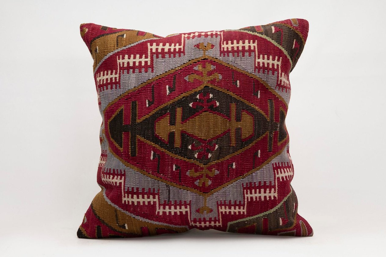 20x20 inches (50x50 cm) Kilim Pillow | KILIM WHOLESALE -&nbsp;Vintage Handmade Pillows - Vintage Handmade Kilim Rugs - It is 100% wool. Artistic and historical rugs. Old handwoven rugs. -&nbsp;Online hand woven rugs and kilim cushions sales. Shipping to a