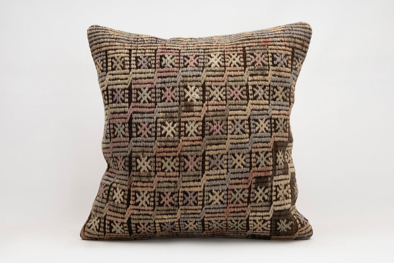 20x20 inches (50x50 cm) Kilim Pillow | KILIM WHOLESALE -&nbsp;Vintage Handmade Pillows - Vintage Handmade Kilim Rugs - It is 100% wool. Artistic and historical rugs. Old handwoven rugs. -&nbsp;Online hand woven rugs and kilim cushions sales. Shipping to a