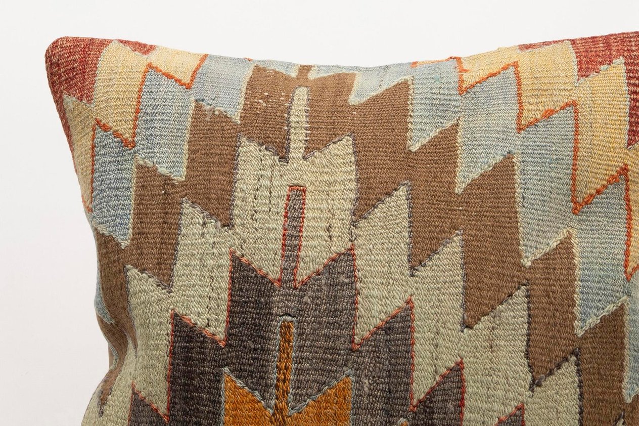 20x20 inches (50x50 cm) Kilim Pillow | KILIM WHOLESALE - Vintage Handmade Pillows - Vintage Handmade Kilim Rugs - It is 100% wool. Artistic and historical rugs. Old handwoven rugs. - Online hand woven rugs and kilim cushions sales. Shipping to a