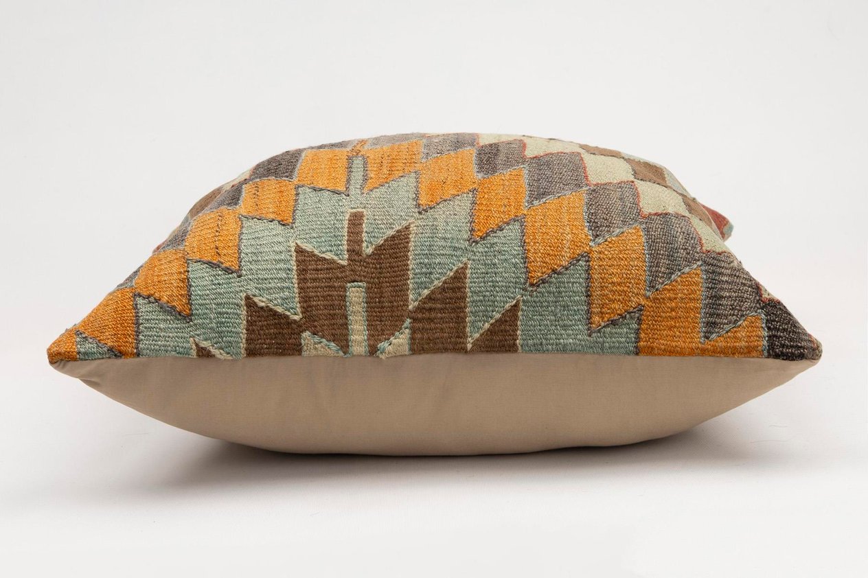 20x20 inches (50x50 cm) Kilim Pillow | KILIM WHOLESALE - Vintage Handmade Pillows - Vintage Handmade Kilim Rugs - It is 100% wool. Artistic and historical rugs. Old handwoven rugs. - Online hand woven rugs and kilim cushions sales. Shipping to a