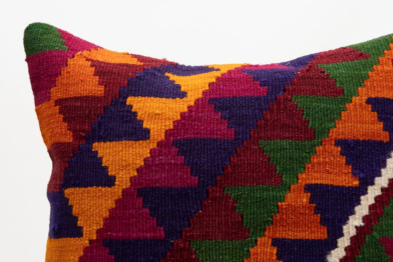 20x20 inches (50x50 cm) Kilim Pillow | KILIM WHOLESALE - Vintage Handmade Pillows - Vintage Handmade Kilim Rugs - It is 100% wool. Artistic and historical rugs. Old handwoven rugs. - Online hand woven rugs and kilim cushions sales. Shipping to a