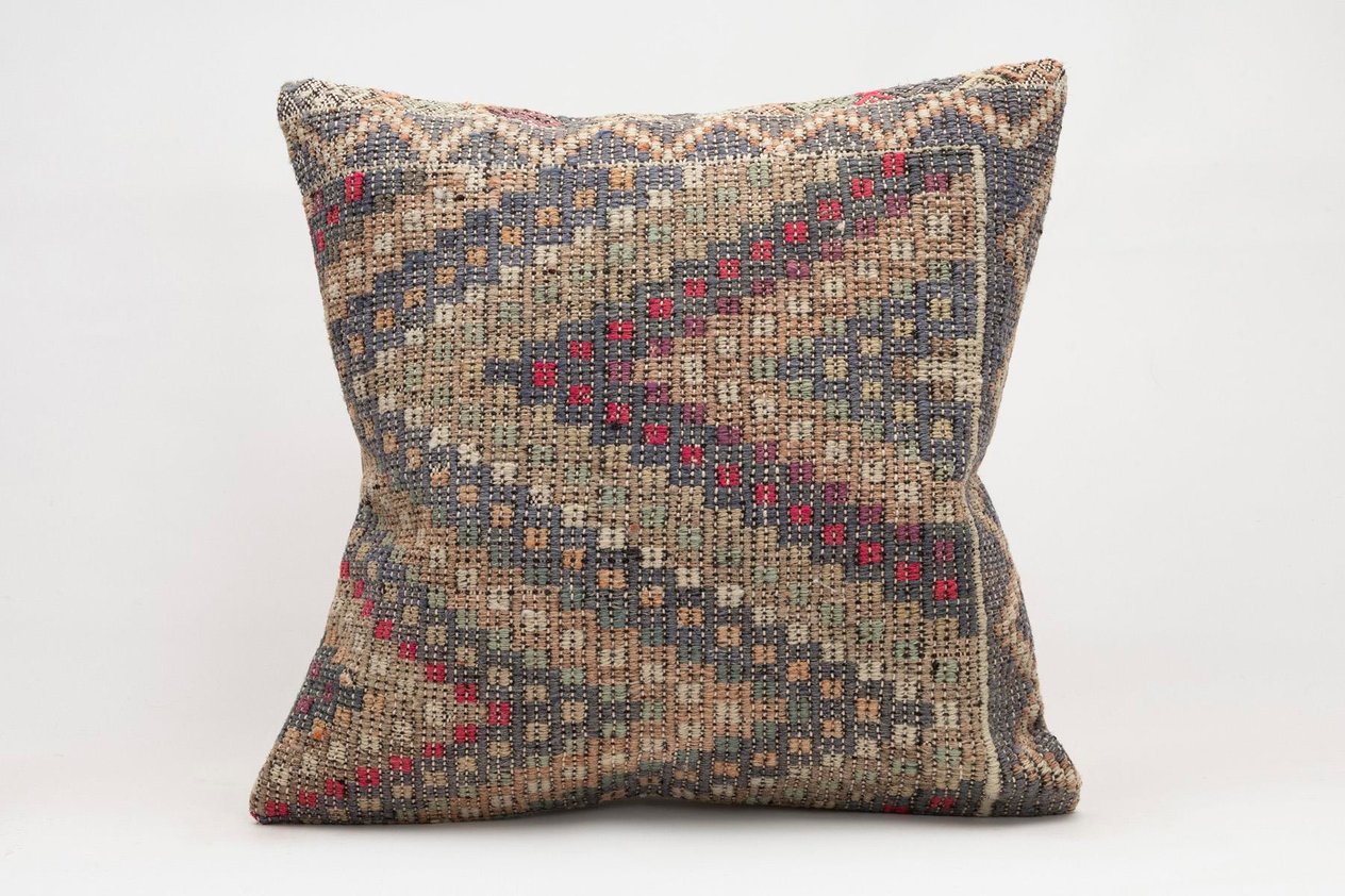 20x20 inches (50x50 cm) Kilim Pillow | KILIM WHOLESALE -&nbsp;Vintage Handmade Pillows - Vintage Handmade Kilim Rugs - It is 100% wool. Artistic and historical rugs. Old handwoven rugs. -&nbsp;Online hand woven rugs and kilim cushions sales. Shipping to a