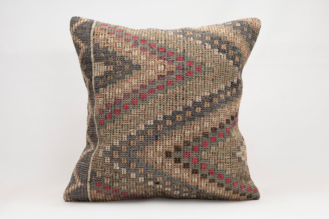 20x20 inches (50x50 cm) Kilim Pillow | KILIM WHOLESALE -&nbsp;Vintage Handmade Pillows - Vintage Handmade Kilim Rugs - It is 100% wool. Artistic and historical rugs. Old handwoven rugs. -&nbsp;Online hand woven rugs and kilim cushions sales. Shipping to a