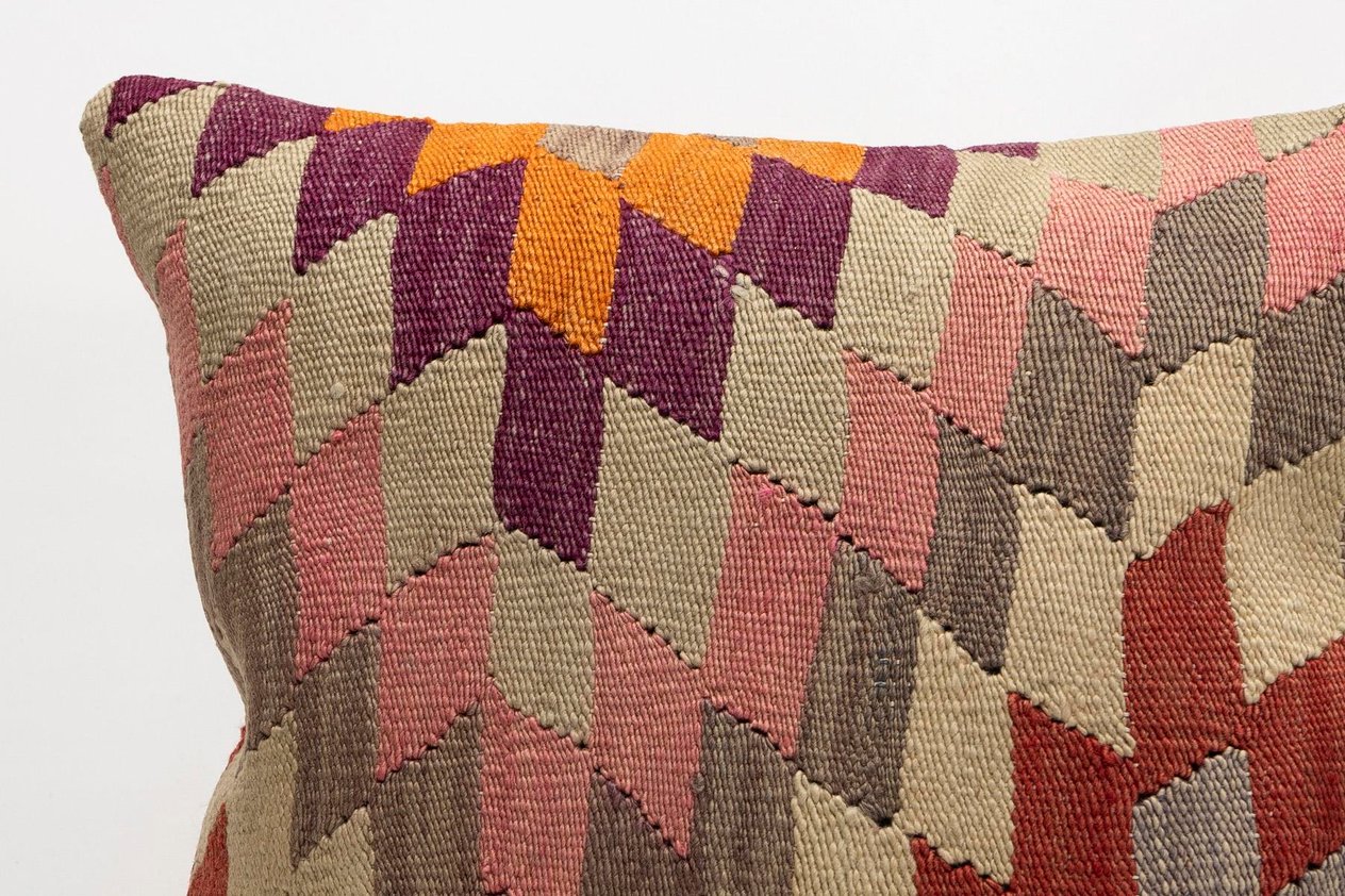 20x20 inches (50x50 cm) Kilim Pillow | KILIM WHOLESALE - Vintage Handmade Pillows - Vintage Handmade Kilim Rugs - It is 100% wool. Artistic and historical rugs. Old handwoven rugs. - Online hand woven rugs and kilim cushions sales. Shipping to a