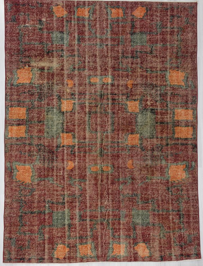 Burgundy / Orange Art Deco Rug