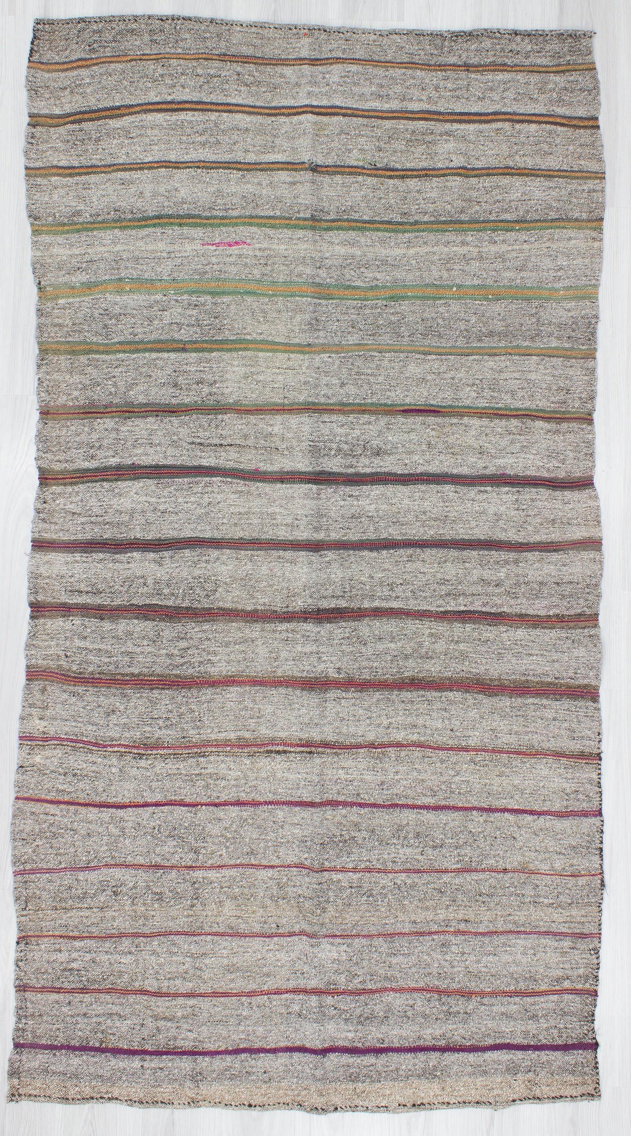 Striped Vintage Gray Kilim Rug